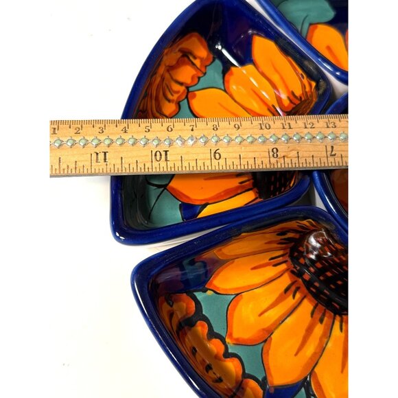 Talavera Mexican Hand Painted Sunflower Pottery 6 Piece Sectional Serving Dish / - Picture 5 of 6